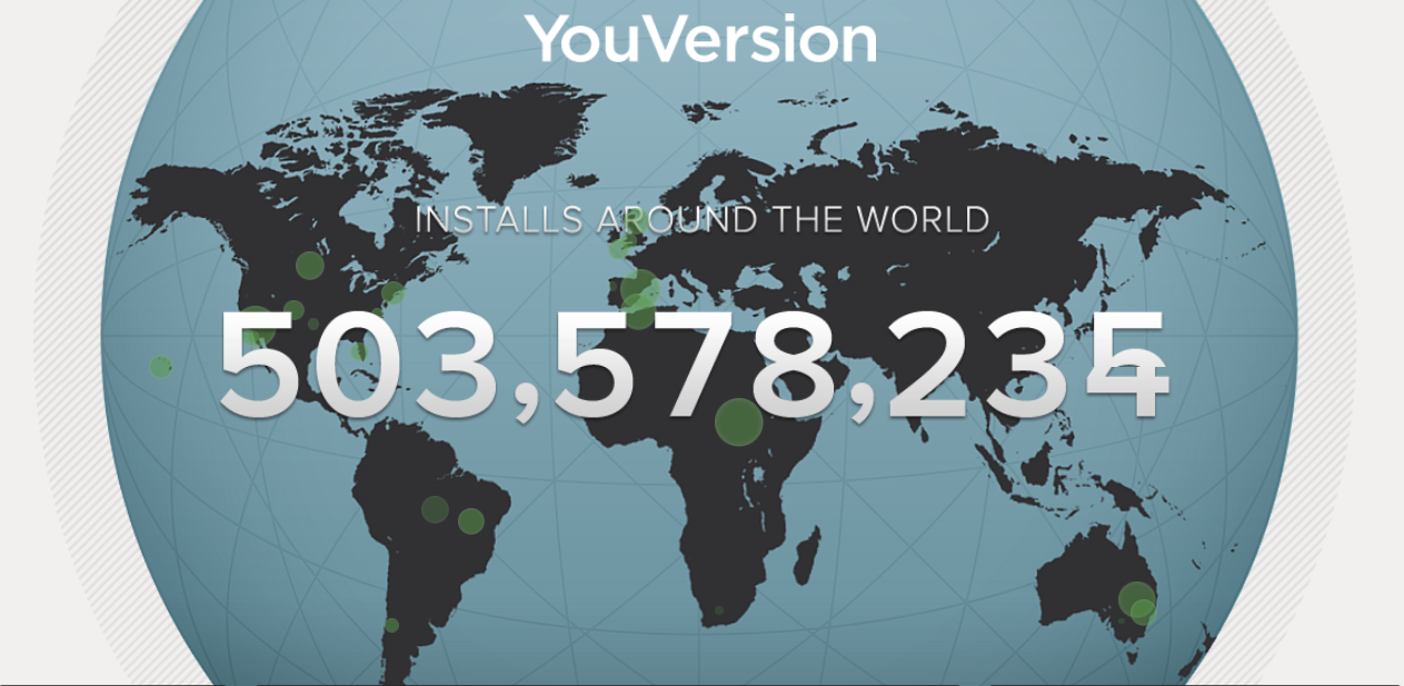 全球YouVersion App安裝量超過五億次。（統計至20211208）